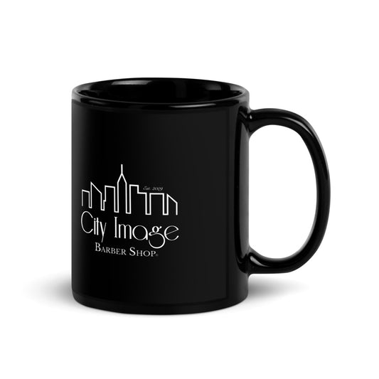 City Image Logo Mug black glossy 11oz, handle on right