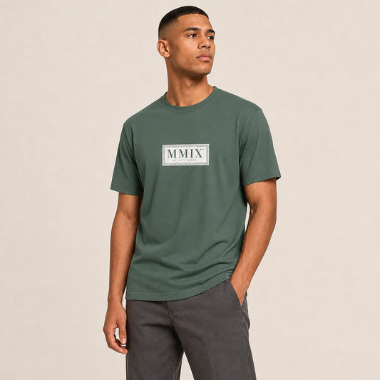 MMIX Box Logo Heavyweight Tee (Blue Spruce) — on model