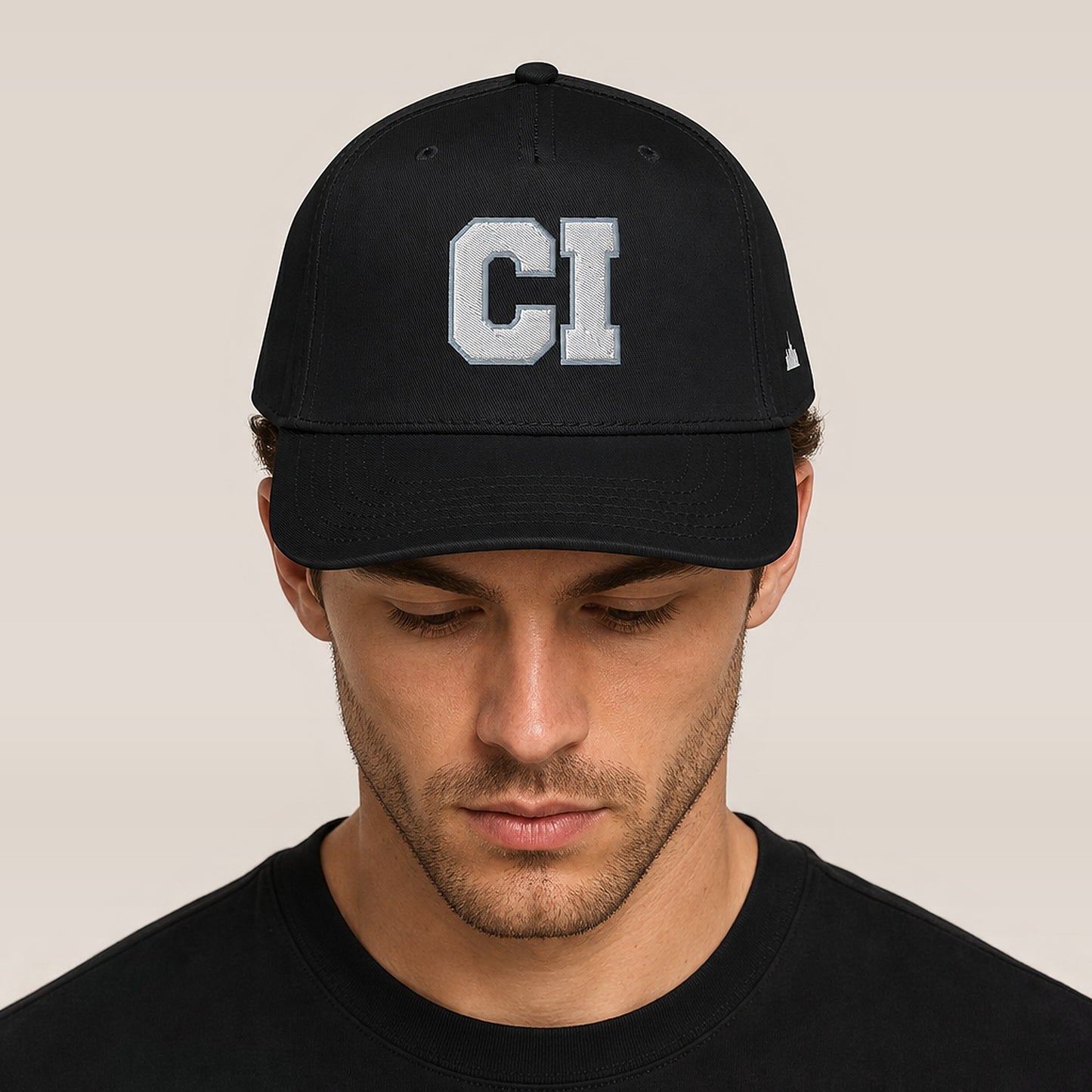 City Image College Cap (Black) on model