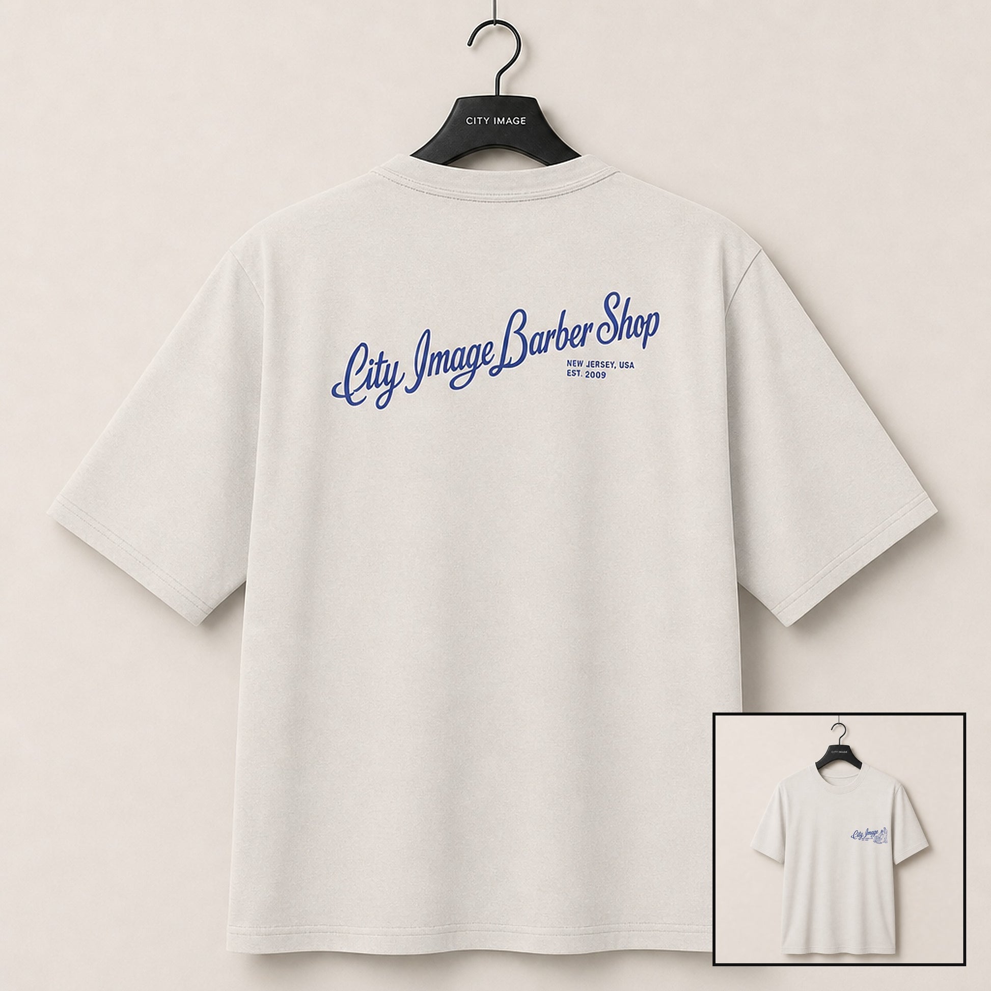 City Image Script Oversized Tee (Faded Bone) studio