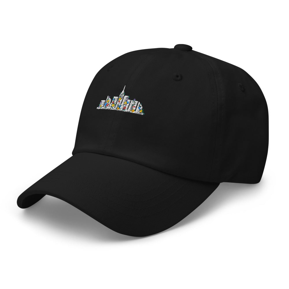 Skyline Floral Dad Hat (Black) — left front
